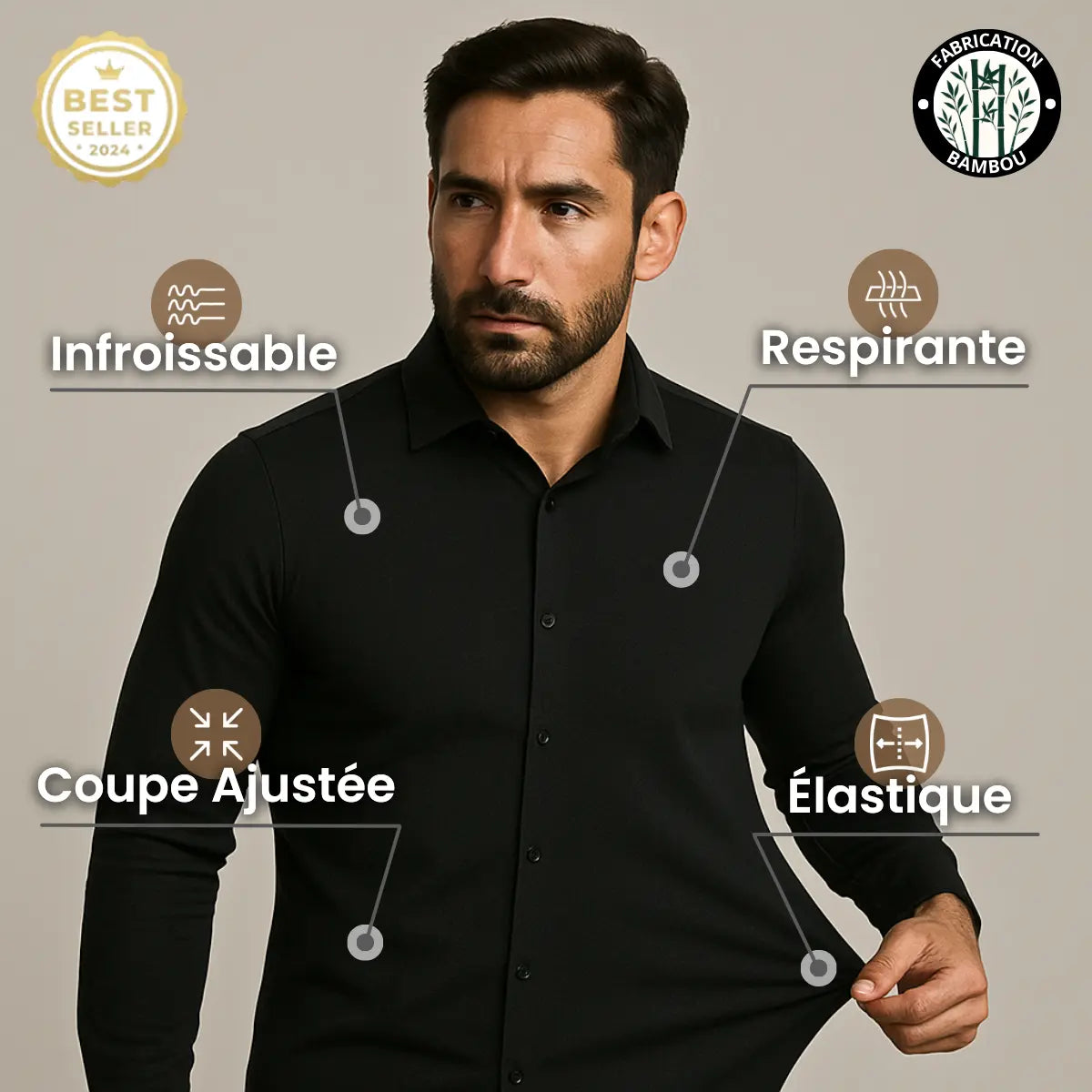 Chemise Infroissable à Coupe Ajustée (Cópia)