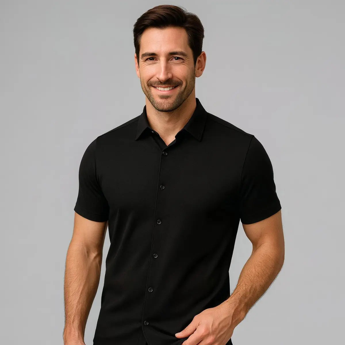 Chemise Ajustée à Manches Courtes
