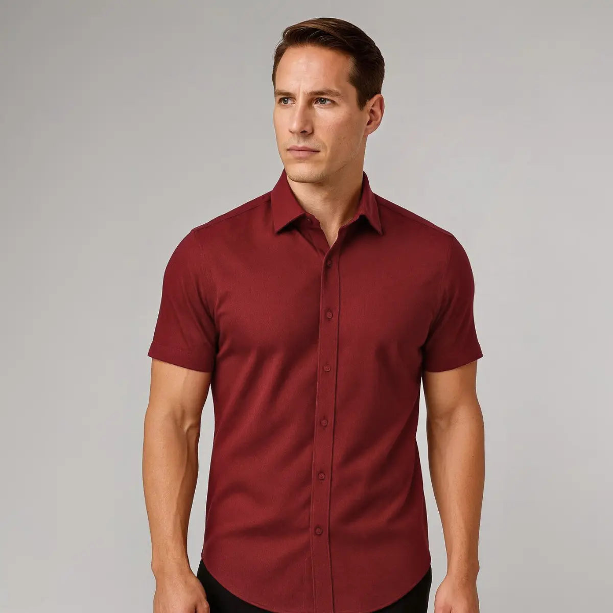 Chemise Ajustée à Manches Courtes